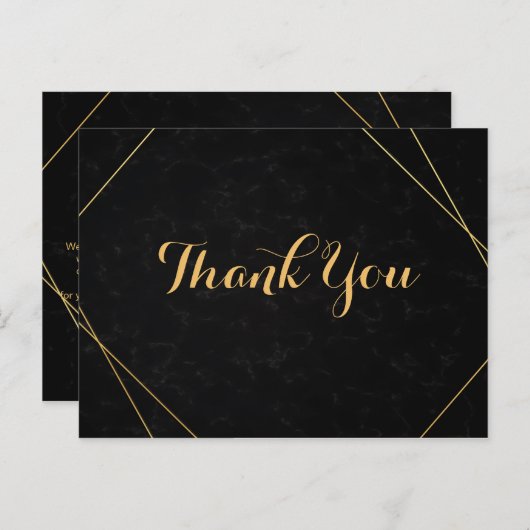 Chic Zwart & Goud Geometrisch lijst Dank u Briefkaart (Voorkant / Achterkant)