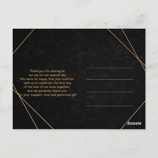 Chic Zwart & Goud Geometrisch lijst Dank u Briefkaart (Achterkant)
