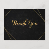 Chic Zwart & Goud Geometrisch lijst Dank u Briefkaart (Voorkant)