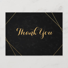 Chic Zwart & Goud Geometrisch lijst Dank u Briefkaart