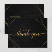 Chic Zwart & Goud Geometrisch lijst Dank u Briefkaart (Voorkant / Achterkant)