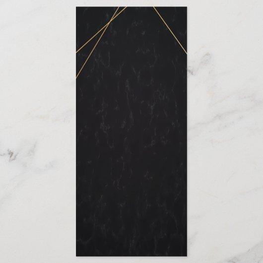 Chic Zwart & Goud Geometrisch lijst Wedding Menu (Achterkant)