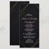 Chic Zwart & Goud Geometrisch lijst Wedding Menu (Voorkant / Achterkant)