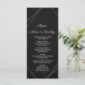 Chic Zwart & Goud Geometrisch lijst Wedding Menu (Staand voorkant)