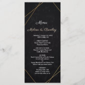 Chic Zwart & Goud Geometrisch lijst Wedding Menu (Voorkant)