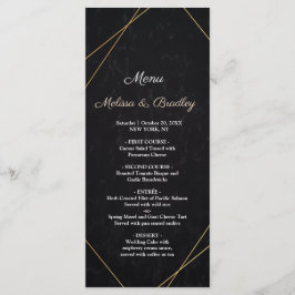 Chic Zwart & Goud Geometrisch lijst Wedding Menu