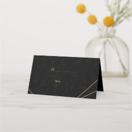 Chic Zwart & Goud Geometrische lijst Place Card Plaatskaartje
