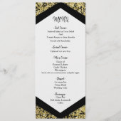 Chic Zwart & Goud Glitter Flakes Glam Wedding Menu (Voorkant)