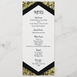 Chic Zwart & Goud Glitter Flakes Glam Wedding Menu