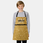 Chic zwart goud glitter monogram meisjesnaam schort (Gedragen)