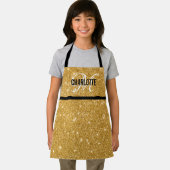 Chic zwart goud glitter monogram meisjesnaam schort (Insitu)