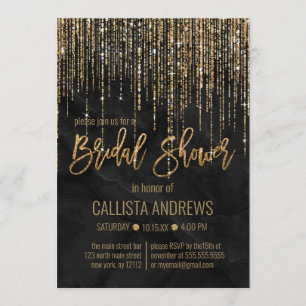 Chic Zwart Goud Glitter Pearl Marble Vrijgezellenf Kaart