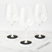Chic Zwart Goud Glitter Wijnglas Labels (Set)