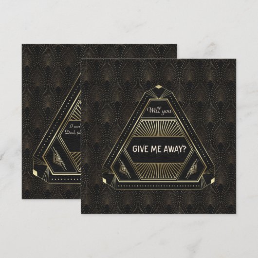 Chic Zwart Goud Great Gatsby Zal Je Me Weggeven Kaart (Voorkant / Achterkant)