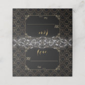 Chic Zwart Goud Grote Gatsby Art Deco 20s Huwelijk Plaatskaartje (Buitenkant ongevouwen)