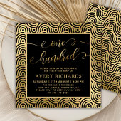Chic Zwart Goud Honderd Script 100ste Verjaardag Kaart