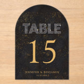 Chic Zwart Goud Huwelijk Acryl Boog Tafel Nummer Acryl Uitnodigingen (Voorkant)