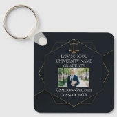 Chic Zwart Goud Law School Foto Afstuderen Gift Sleutelhanger (Voorkant)