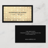 Chic Zwart Goud Leer / Lush Hearts Visitekaartje (Voorkant / Achterkant)