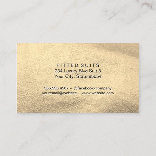 Chic Zwart Goud Leer | QR Code Visitekaartje (Achterkant)