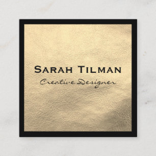 Chic zwart goud leer vierkante visitekaartje