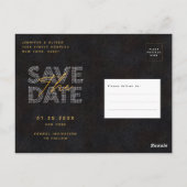 Chic Zwart Goud Luxe Huwelijk Save The Date Briefkaart (Achterkant)