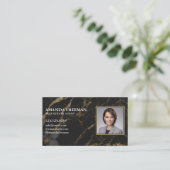 Chic Zwart & Goud Marmeren Foto Makelaar Visitekaartje (Staand voorkant)