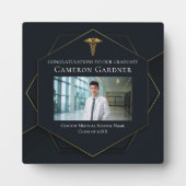 Chic Zwart Goud Medische School Afstuderen Foto Fotoplaat (Voorkant)