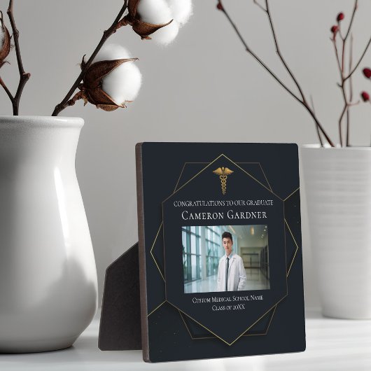 Chic Zwart Goud Medische School Afstuderen Foto Fotoplaat