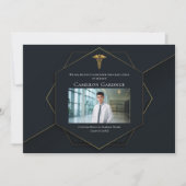 Chic Zwart Goud Medische School Foto Afstuderen Aankondiging (Voorkant)