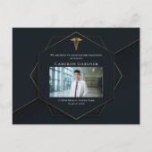Chic Zwart Goud Medische School Foto Afstuderen Aankondigingskaart (Voorkant)