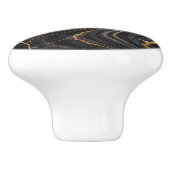 Chic Zwart & Goud Metallic Marmer Look Glamour Keramische Knop (Zijkant)
