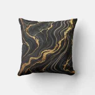 Chic Zwart & Goud Metallic Marmer Look Glamour Kussen