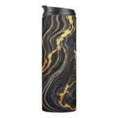 Chic Zwart & Goud Metallic Marmer Look Glamour Thermosbeker (Geroteerd rechts)