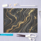 Chic Zwart & Goud Metallic Marmer Look Glamour Tissuepapier (Craft)