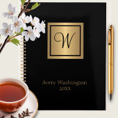 Chic Zwart & Goud Naam/Initiaal Monogram Dag Planner