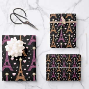 Chic Zwart Goud Paris Eiffeltoren Elegant Inpakpapier Vel