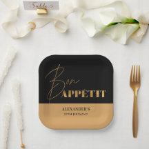 Chic Zwart Goud Smakelijk Script Verjaardag