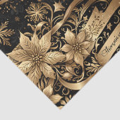 Chic Zwart Goud Sneeuwvlok Sparkle Bloemen Kerstmi Tissuepapier (Detail)