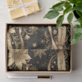 Chic Zwart Goud Sneeuwvlok Sparkle Bloemen Kerstmi Tissuepapier (Geschenk)