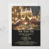 Chic Zwart Goud Sprankelende Oudejaarsavond Kaart (Voorkant)