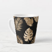 Chic zwart goud tropische bladeren latte mok (Linkerhoek)