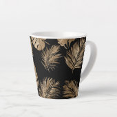 Chic zwart goud tropische bladeren latte mok (Rechterhoek)