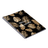Chic zwart goud tropische bladeren notitieboek (Rechterzijde)