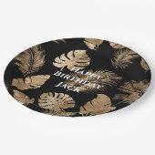 Chic zwart goud tropische bladeren papieren bordje (Gekanteld)