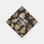 Chic zwart goud tropische bladeren servet (Hoek)