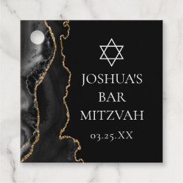 Chic Zwart Gouden Agaat Bar Mitswa Custom Party Bedankjes Labels