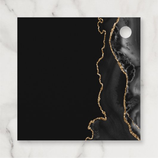 Chic Zwart Gouden Agaat Bar Mitswa Custom Party Bedankjes Labels (Achterkant)