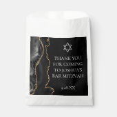 Chic Zwart Gouden Agaat Bar Mitswa Custom Party Bedankzakje (Voorkant)