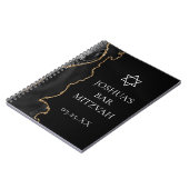 Chic Zwart Gouden Agaat Bar Mitzvah Custom Notitieboek (Linkerzijde)
